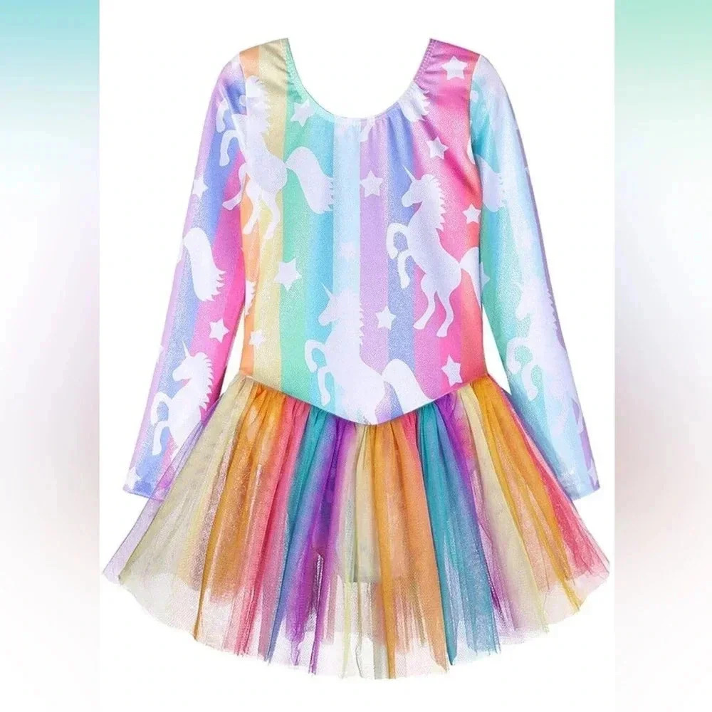 Unbranded Girl’s Unicorn Rainbow Print Ballet Tutu Dress